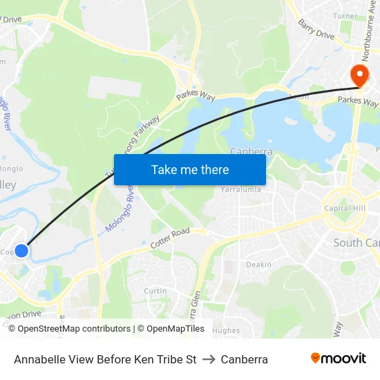 Annabelle View Before Ken Tribe St to Canberra map