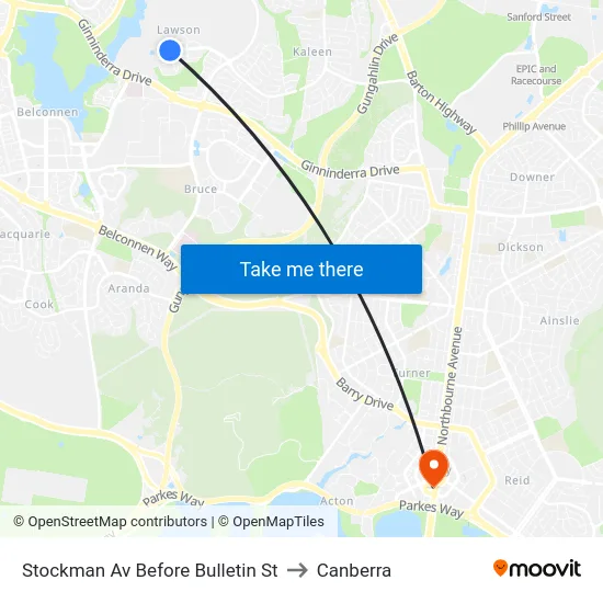 Stockman Av Before Bulletin St to Canberra map