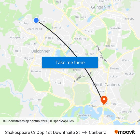 Shakespeare Cr Opp 1st Downthaite St to Canberra map