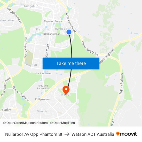 Nullarbor Av Opp Phantom St to Watson ACT Australia map
