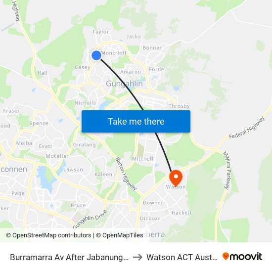 Burramarra Av After Jabanungga Av to Watson ACT Australia map