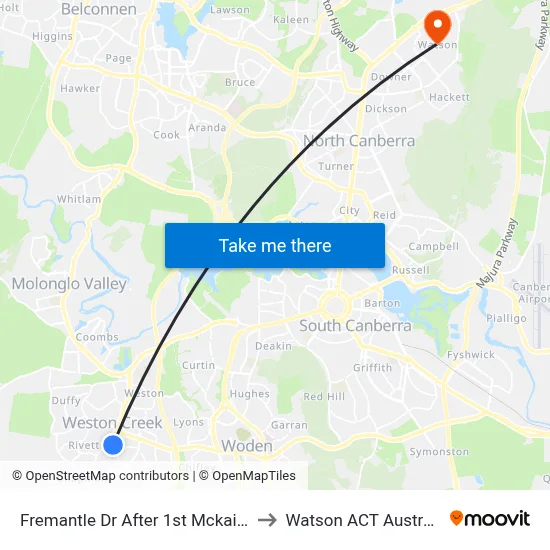 Fremantle Dr After 1st Mckail Cr to Watson ACT Australia map