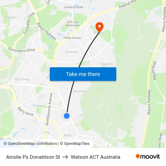 Ainslie Ps Donaldson St to Watson ACT Australia map