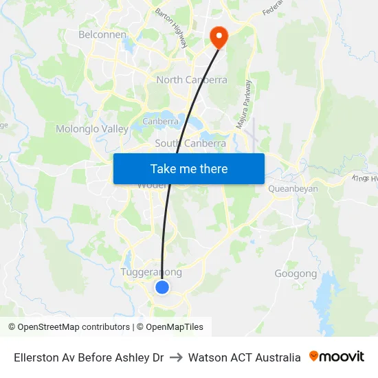 Ellerston Av Before Ashley Dr to Watson ACT Australia map