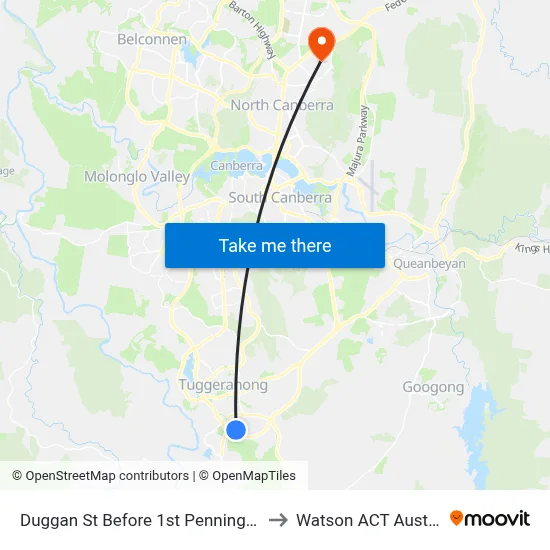 Duggan St Before 1st Pennington Cr to Watson ACT Australia map