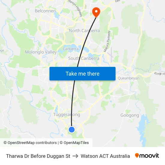 Tharwa Dr Before Duggan St to Watson ACT Australia map