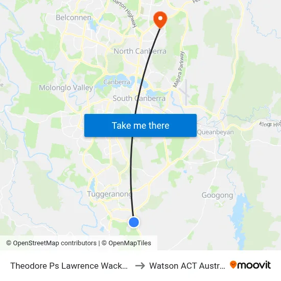 Theodore Ps Lawrence Wackett Cr to Watson ACT Australia map