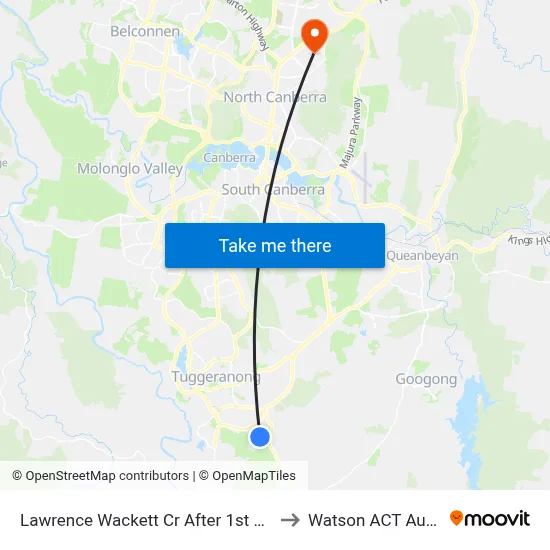 Lawrence Wackett Cr After 1st Burdett Cr to Watson ACT Australia map