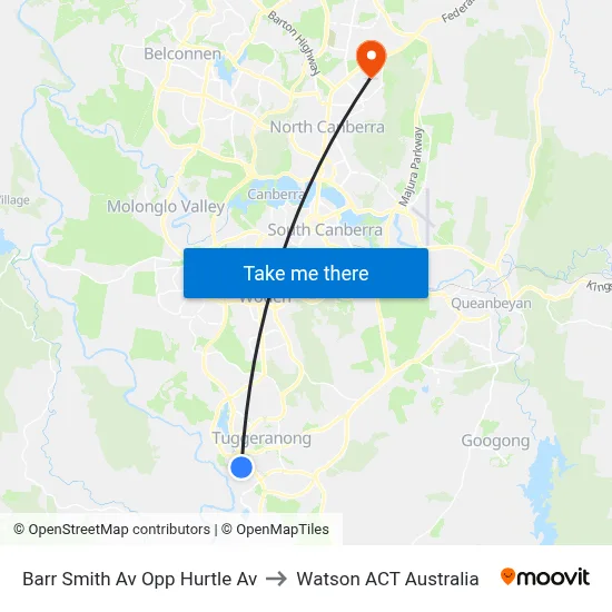 Barr Smith Av Opp Hurtle Av to Watson ACT Australia map