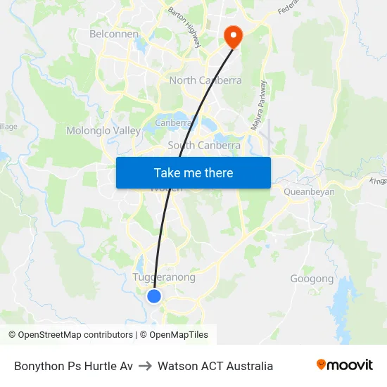 Bonython Ps Hurtle Av to Watson ACT Australia map