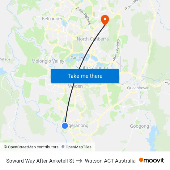 Soward Way After Anketell St to Watson ACT Australia map