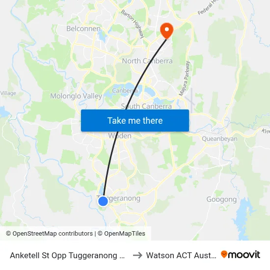 Anketell St Opp Tuggeranong Square to Watson ACT Australia map