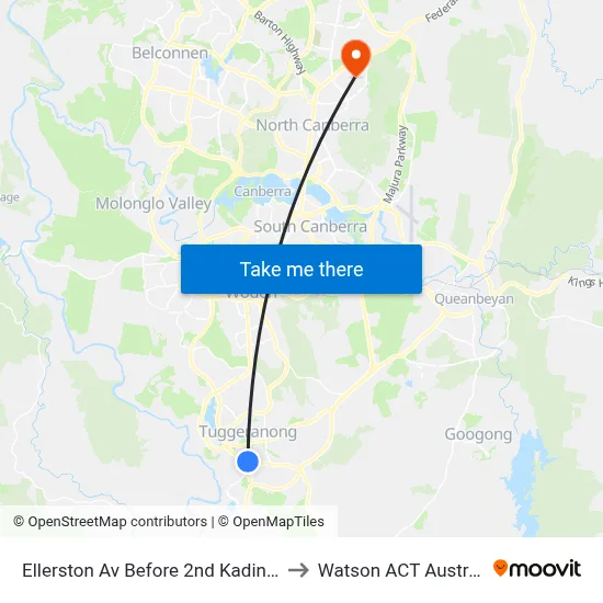 Ellerston Av Before 2nd Kadina Cr to Watson ACT Australia map