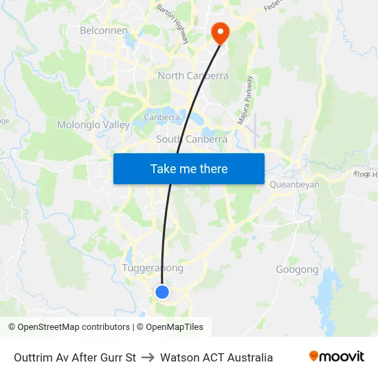 Outtrim Av After Gurr St to Watson ACT Australia map