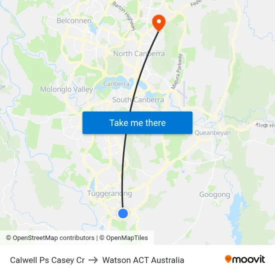 Calwell Ps Casey Cr to Watson ACT Australia map