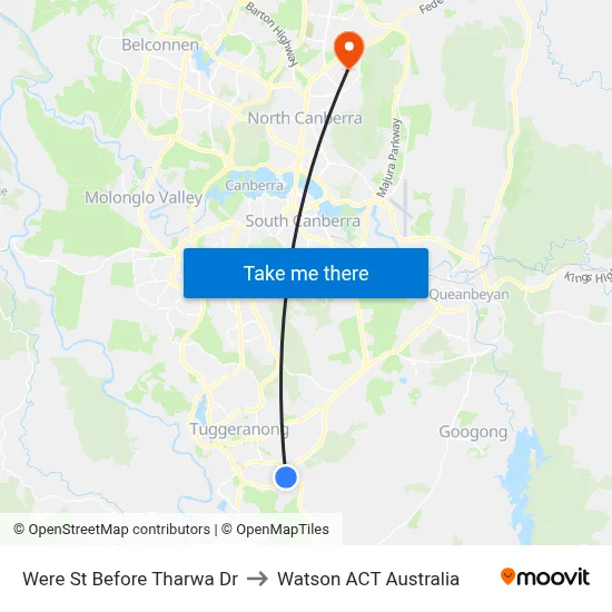 Were St Before Tharwa Dr to Watson ACT Australia map