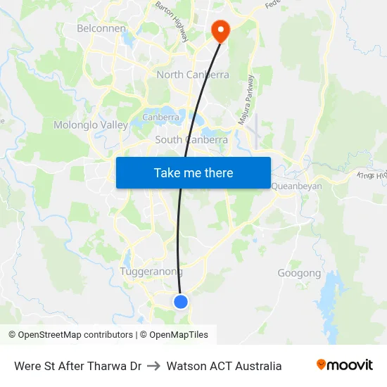Were St After Tharwa Dr to Watson ACT Australia map