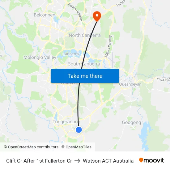 Clift Cr After 1st Fullerton Cr to Watson ACT Australia map