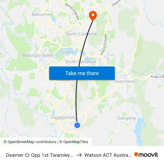 Deamer Cr Opp 1st Twamley Cr to Watson ACT Australia map