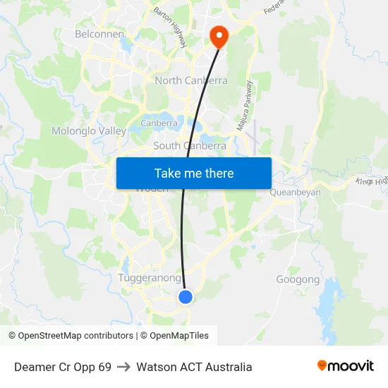 Deamer Cr Opp 69 to Watson ACT Australia map