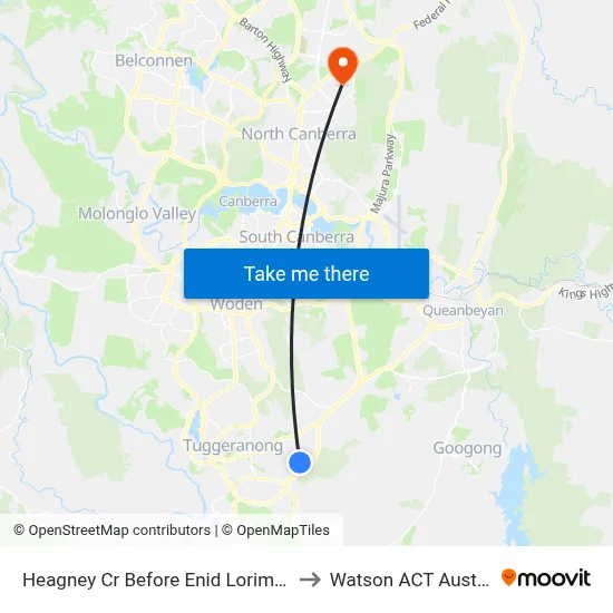 Heagney Cr Before Enid Lorimer Cct to Watson ACT Australia map