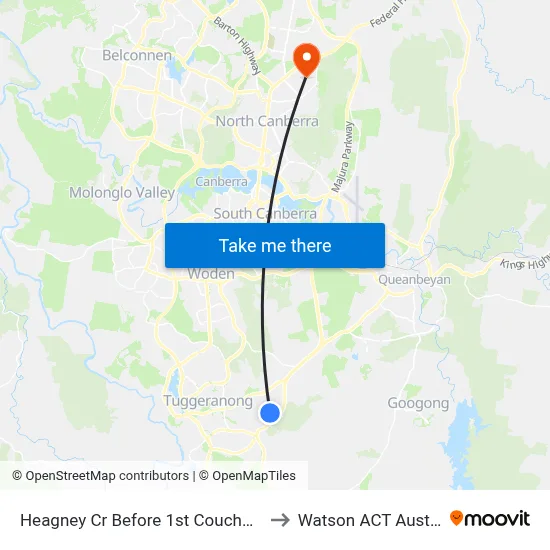 Heagney Cr Before 1st Couchman Cr to Watson ACT Australia map