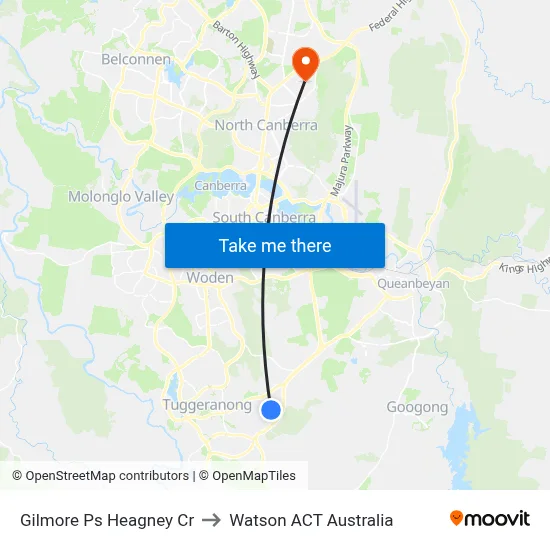 Gilmore Ps Heagney Cr to Watson ACT Australia map