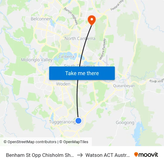 Benham St Opp Chisholm Shops to Watson ACT Australia map