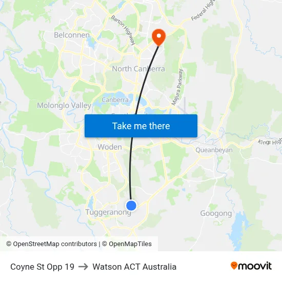 Coyne St Opp 19 to Watson ACT Australia map