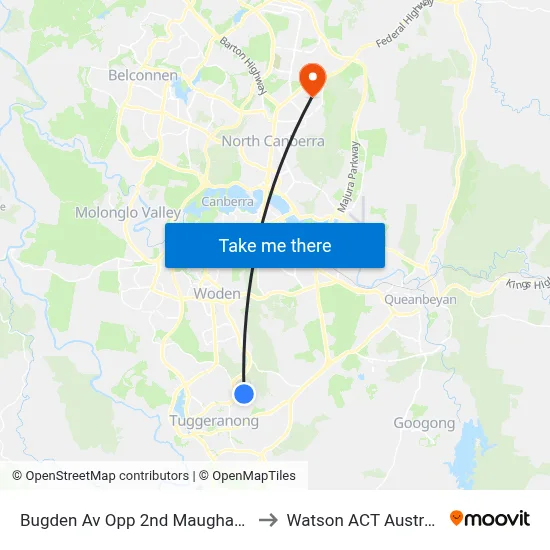 Bugden Av Opp 2nd Maughan Cr to Watson ACT Australia map