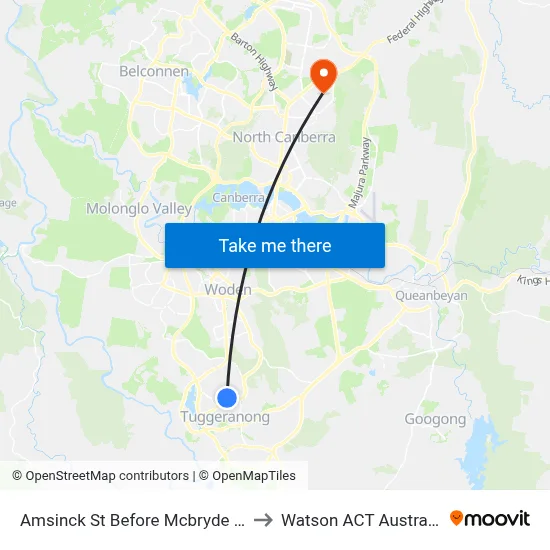 Amsinck St Before Mcbryde Cr to Watson ACT Australia map