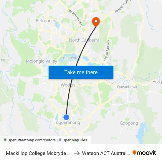 Mackillop College Mcbryde Cr to Watson ACT Australia map