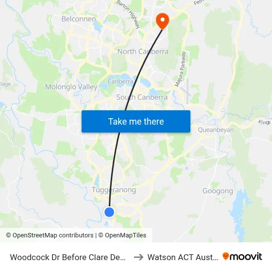 Woodcock Dr Before Clare Dennis Av to Watson ACT Australia map