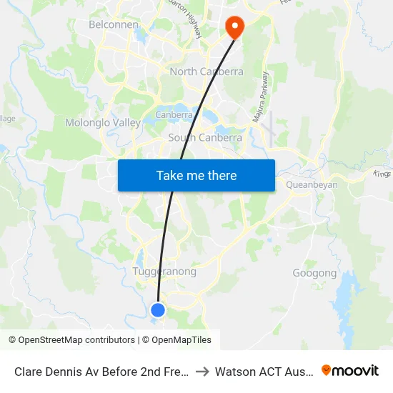 Clare Dennis Av Before 2nd Fred Ln Cr to Watson ACT Australia map