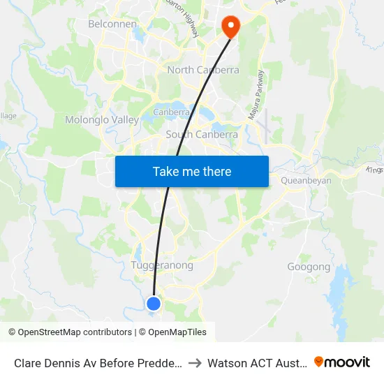 Clare Dennis Av Before Preddey Way to Watson ACT Australia map