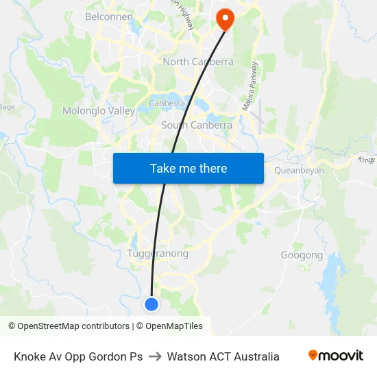Knoke Av Opp Gordon Ps to Watson ACT Australia map