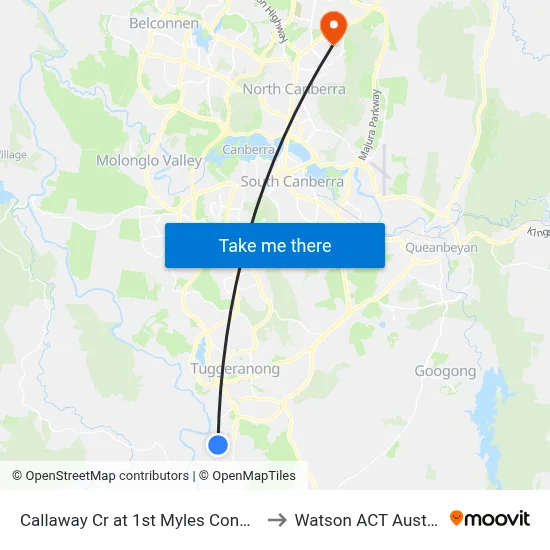 Callaway Cr at 1st Myles Connell Cr to Watson ACT Australia map
