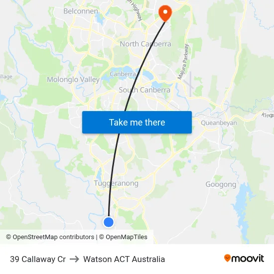 39 Callaway Cr to Watson ACT Australia map