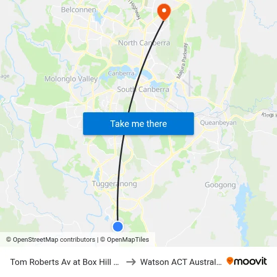 Tom Roberts Av at Box Hill Av to Watson ACT Australia map
