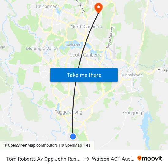 Tom Roberts Av Opp John Russell Cct to Watson ACT Australia map