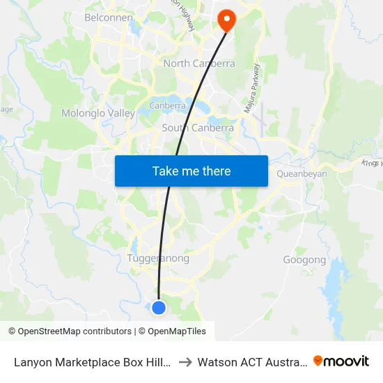 Lanyon Marketplace Box Hill Av to Watson ACT Australia map