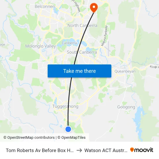Tom Roberts Av Before Box Hill Av to Watson ACT Australia map