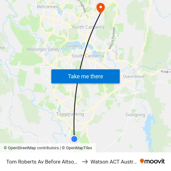 Tom Roberts Av Before Altson Cct to Watson ACT Australia map