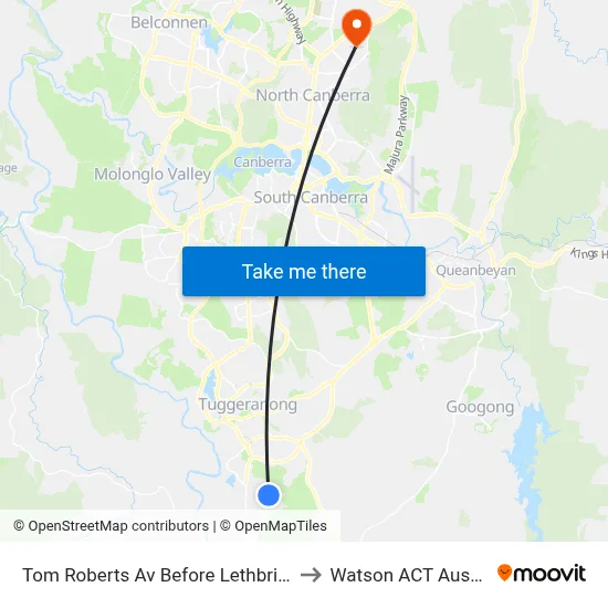 Tom Roberts Av Before Lethbridge St to Watson ACT Australia map