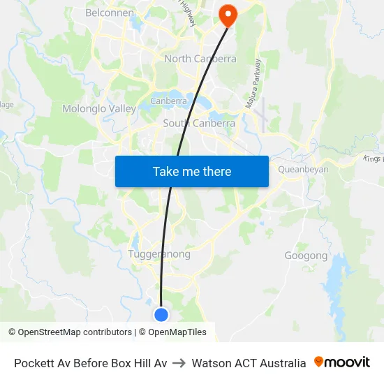 Pockett Av Before Box Hill Av to Watson ACT Australia map