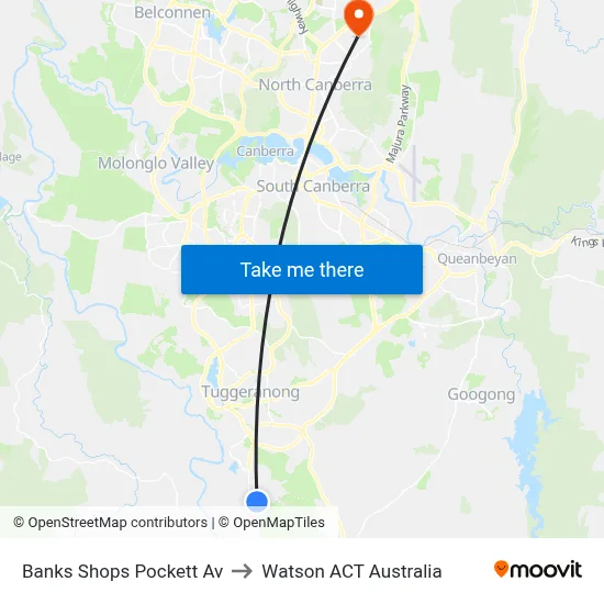 Banks Shops Pockett Av to Watson ACT Australia map