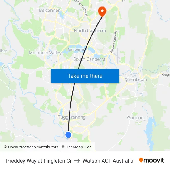 Preddey Way at Fingleton Cr to Watson ACT Australia map