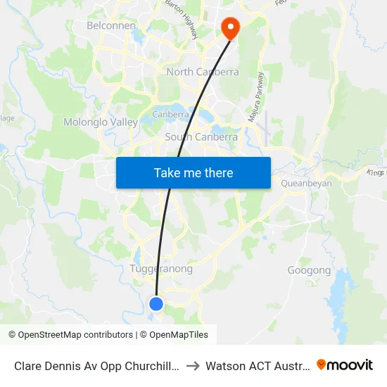 Clare Dennis Av Opp Churchill Way to Watson ACT Australia map