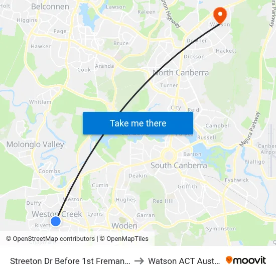 Streeton Dr Before 1st Fremantle Dr to Watson ACT Australia map