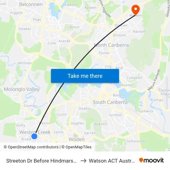 Streeton Dr Before Hindmarsh Dr to Watson ACT Australia map